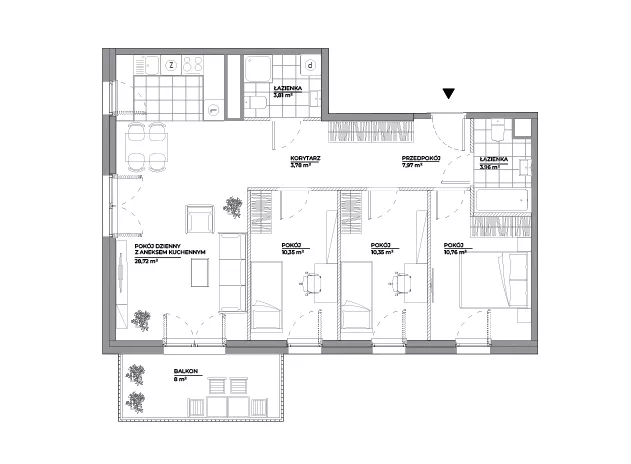 4 pokoje, mieszkanie 79,70 m², piętro 4, oferta nr A/168, Architektów, Wrocław, Al. Architektów 22-30