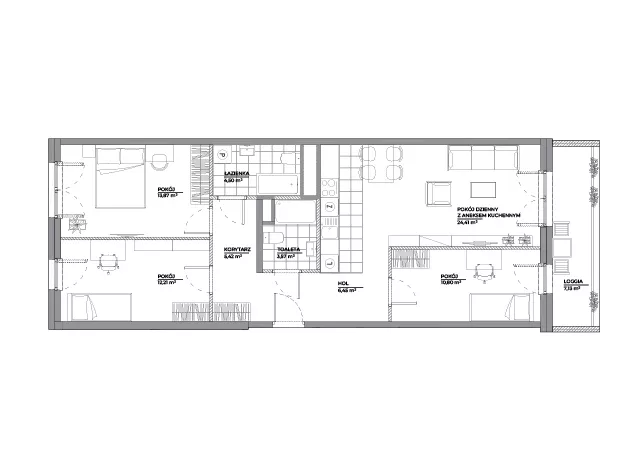4 pokoje, mieszkanie 82,13 m², piętro 7, oferta nr B1/19, Architektów, Wrocław, Al. Architektów 22-30