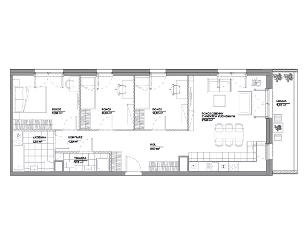 4 pokoje, mieszkanie 84,38 m², piętro 5, oferta nr B1/67, Architektów, Wrocław, Al. Architektów 22-30