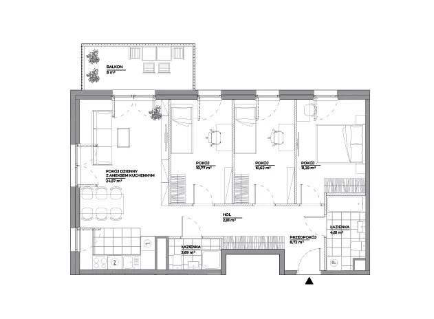 4 pokoje, mieszkanie 76,07 m², piętro 4, oferta nr A/169, Architektów, Wrocław, Al. Architektów 22-30