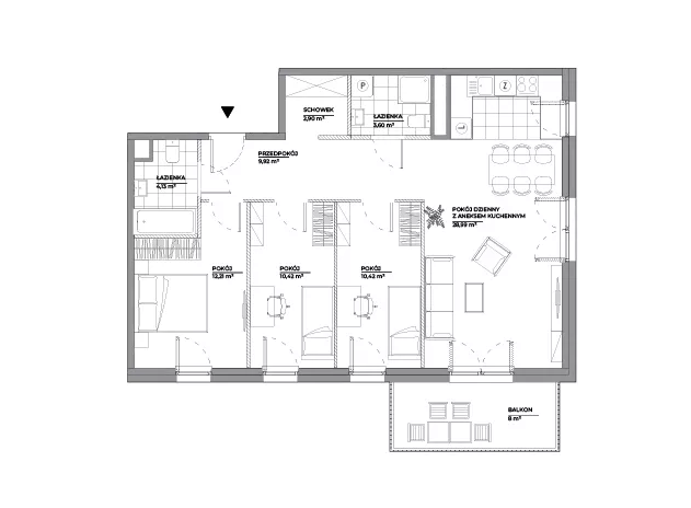 4 pokoje, mieszkanie 82,59 m², piętro 4, oferta nr A/163, Architektów, Wrocław, Al. Architektów 22-30