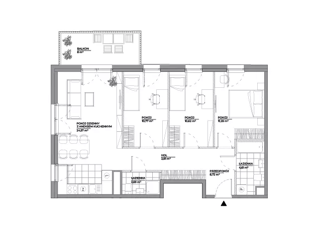 4 pokoje, mieszkanie 76,07 m², piętro 2, oferta nr A/145, Architektów, Wrocław, Al. Architektów 22-30