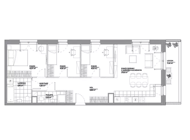 4 pokoje, mieszkanie 82,81 m², piętro 3, oferta nr B1/45, Architektów, Wrocław, Al. Architektów 22-30
