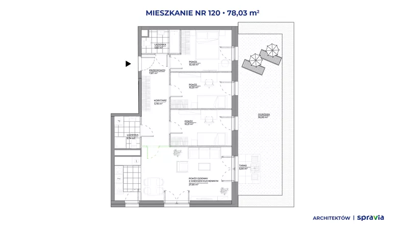 4 pokoje, mieszkanie 78,03 m², parter, oferta nr A/120, Architektów, Wrocław, Żerniki, Al. Architektów 22-30