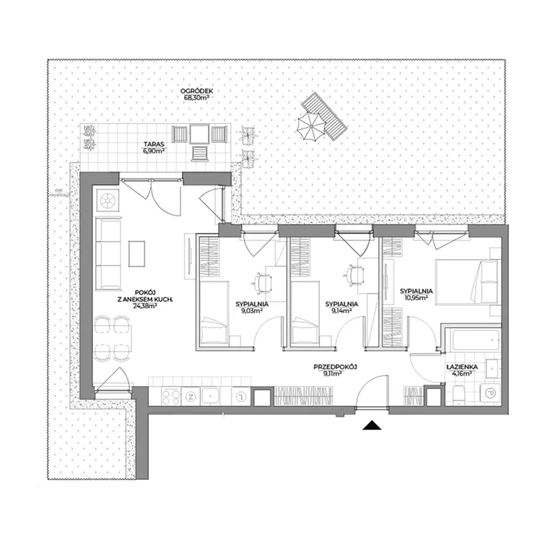 4 pokoje, mieszkanie 66,77 m², parter, oferta nr 2/70, Osiedle Prystora II, Warszawa, Ursus, Skorosze, ul. Aleksandra Prystora 2