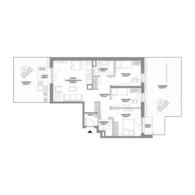 4 pokoje, mieszkanie 74,40 m², parter, oferta nr 1/37, Osiedle Prystora II, Warszawa, Ursus, Skorosze, ul. Aleksandra Prystora 2