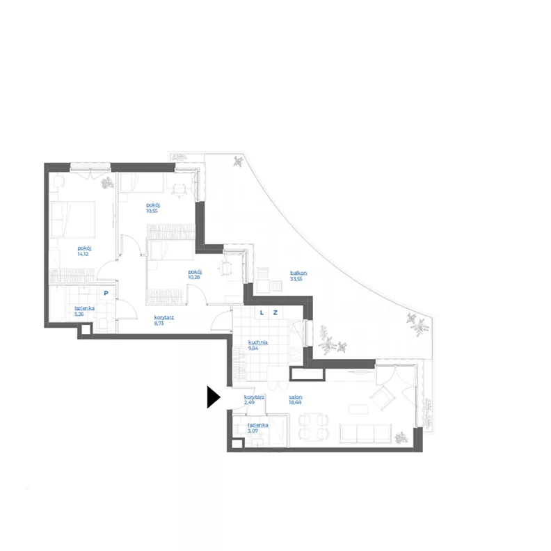 4 pokoje, mieszkanie 83,02 m², piętro 1, oferta nr 28/76, Leśny Marcelin, Poznań, Grunwald, Junikowo, ul. Jeleniogórska