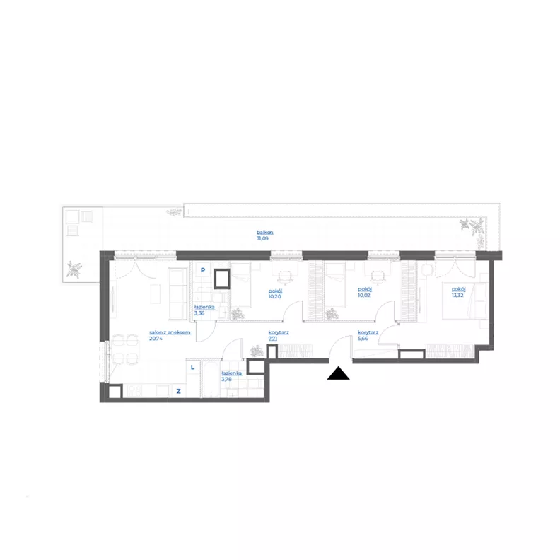 4 pokoje, mieszkanie 74,79 m², piętro 5, oferta nr 28/44, Leśny Marcelin, Poznań, Grunwald, Junikowo, ul. Jeleniogórska