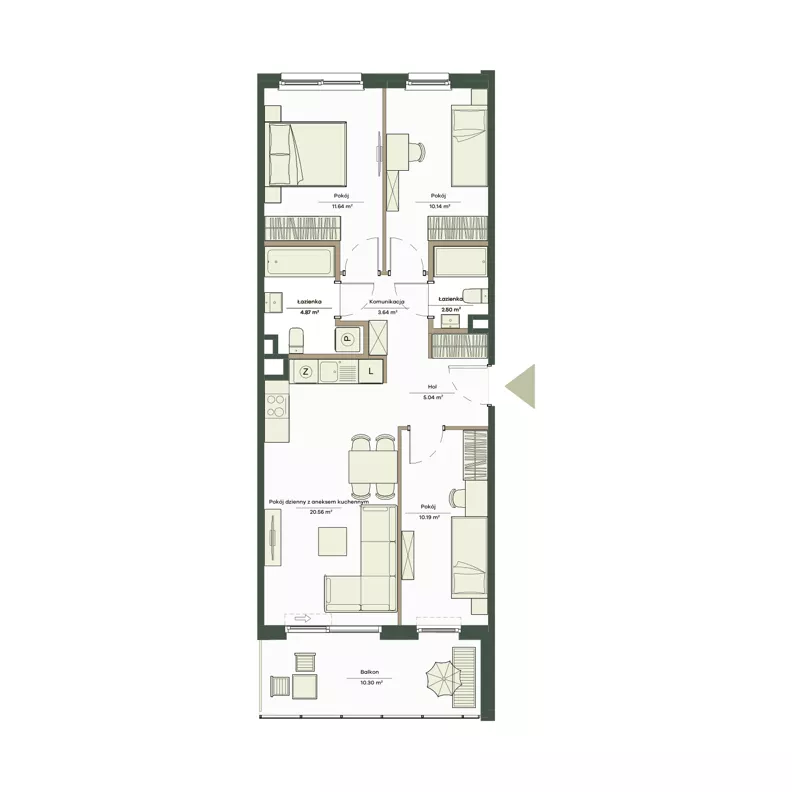 4 pokoje, mieszkanie 68,58 m², piętro 1, oferta nr B7/8, Apartamenty Onlylife, Warszawa, Wilanów, Powsin, ul. Łukasza Drewny/Potułkały