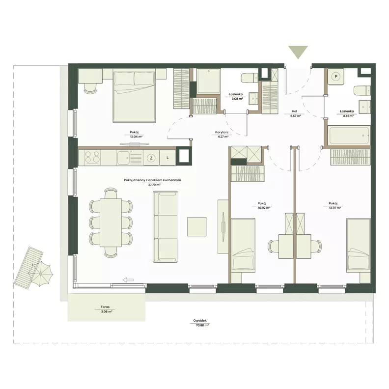 4 pokoje, mieszkanie 83,05 m², parter, oferta nr B10/72, Apartamenty Onlylife, Warszawa, Wilanów, Powsin, ul. Łukasza Drewny/Potułkały