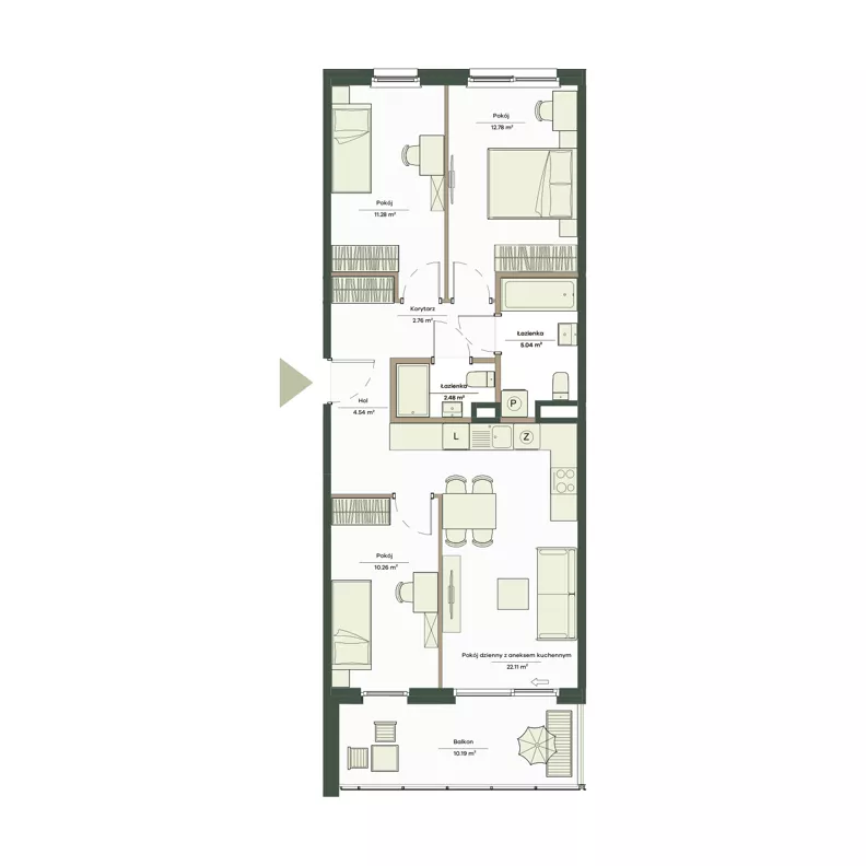 4 pokoje, mieszkanie 71,25 m², piętro 2, oferta nr B10/82, Apartamenty Onlylife, Warszawa, Wilanów, Powsin, ul. Łukasza Drewny/Potułkały