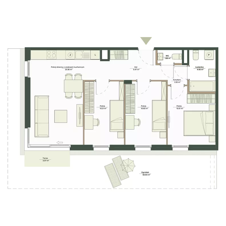 4 pokoje, mieszkanie 68,39 m², parter, oferta nr B8/25, Apartamenty Onlylife, Warszawa, Wilanów, Powsin, ul. Łukasza Drewny/Potułkały