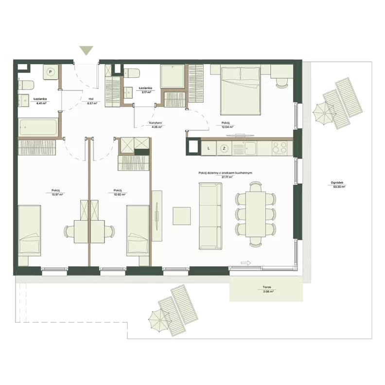 4 pokoje, mieszkanie 83,11 m², parter, oferta nr B10/60, Apartamenty Onlylife, Warszawa, Wilanów, Powsin, ul. Łukasze Drewny / Potukały