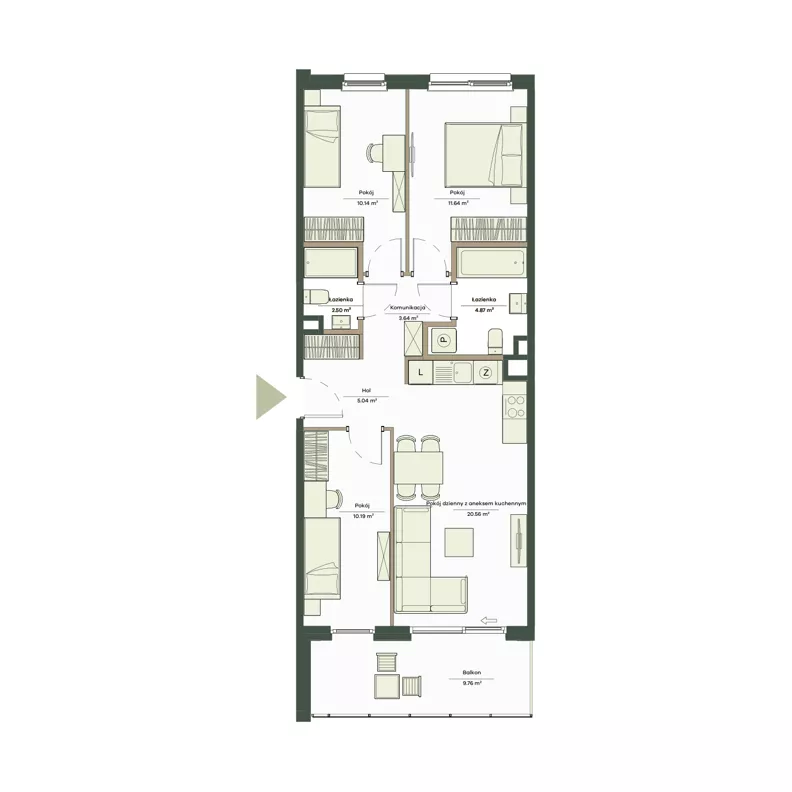 4 pokoje, mieszkanie 68,58 m², piętro 2, oferta nr B7/20, Apartamenty Onlylife, Warszawa, Wilanów, Powsin, ul. Łukasze Drewny / Potukały