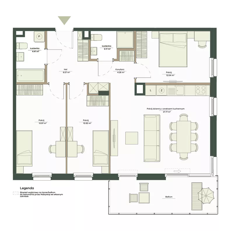 4 pokoje, mieszkanie 83,11 m², piętro 1, oferta nr B10/64, Apartamenty Onlylife, Warszawa, Wilanów, Powsin, ul. Łukasze Drewny / Potukały