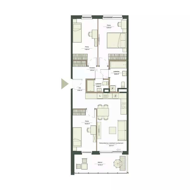 4 pokoje, mieszkanie 71,25 m², piętro 1, oferta nr B10/78, Apartamenty Onlylife, Warszawa, Wilanów, Powsin, ul. Łukasze Drewny / Potukały