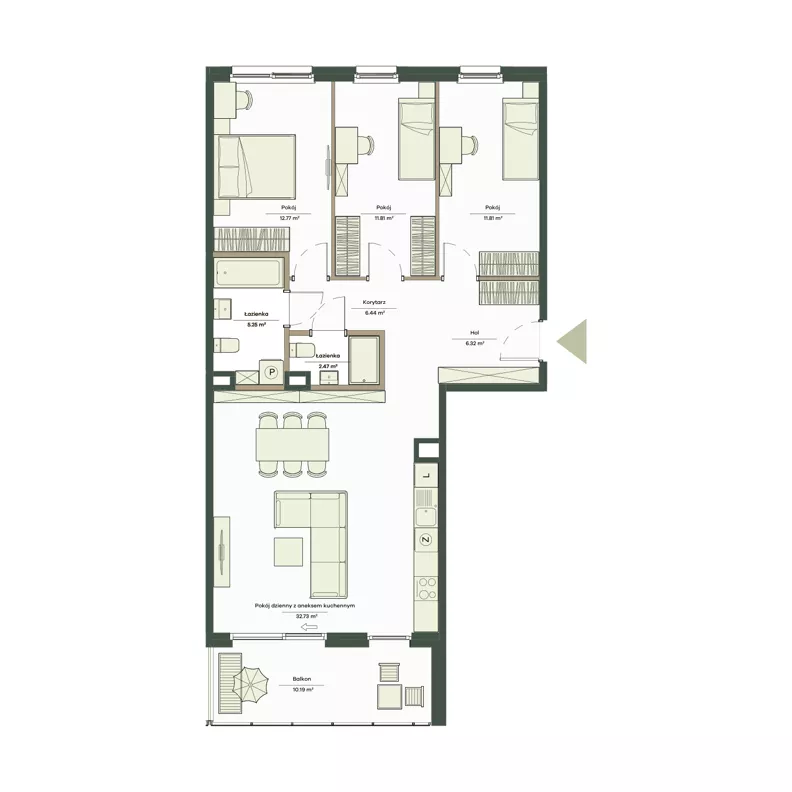 4 pokoje, mieszkanie 89,60 m², piętro 1, oferta nr B10/66, Apartamenty Onlylife, Warszawa, Wilanów, Powsin, ul. Łukasze Drewny / Potukały