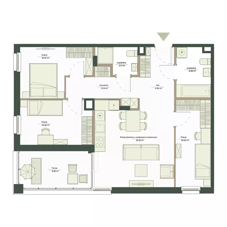 4 pokoje, mieszkanie 72,84 m², piętro 2, oferta nr B10/80, Apartamenty Onlylife, Warszawa, Wilanów, Powsin, ul. Łukasze Drewny / Potukały