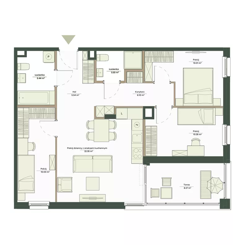 4 pokoje, mieszkanie 72,93 m², piętro 2, oferta nr B10/68, Apartamenty Onlylife, Warszawa, Wilanów, Powsin, ul. Łukasze Drewny / Potukały