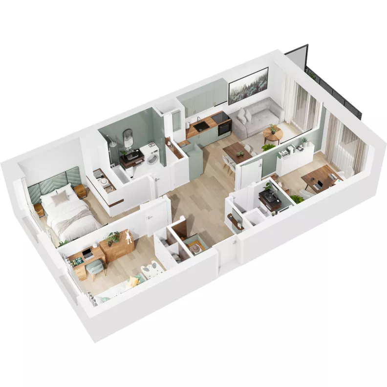4 pokoje, mieszkanie 61,71 m², piętro 7, oferta nr 122/68, Dobre Strony, Kraków, Dębniki, Borek Fałęcki, ul. Obozowa