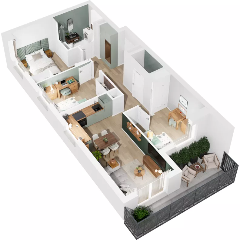 4 pokoje, mieszkanie 62,01 m², piętro 2, oferta nr 126/172, Dobre Strony, Kraków, Dębniki, Borek Fałęcki, ul. Obozowa