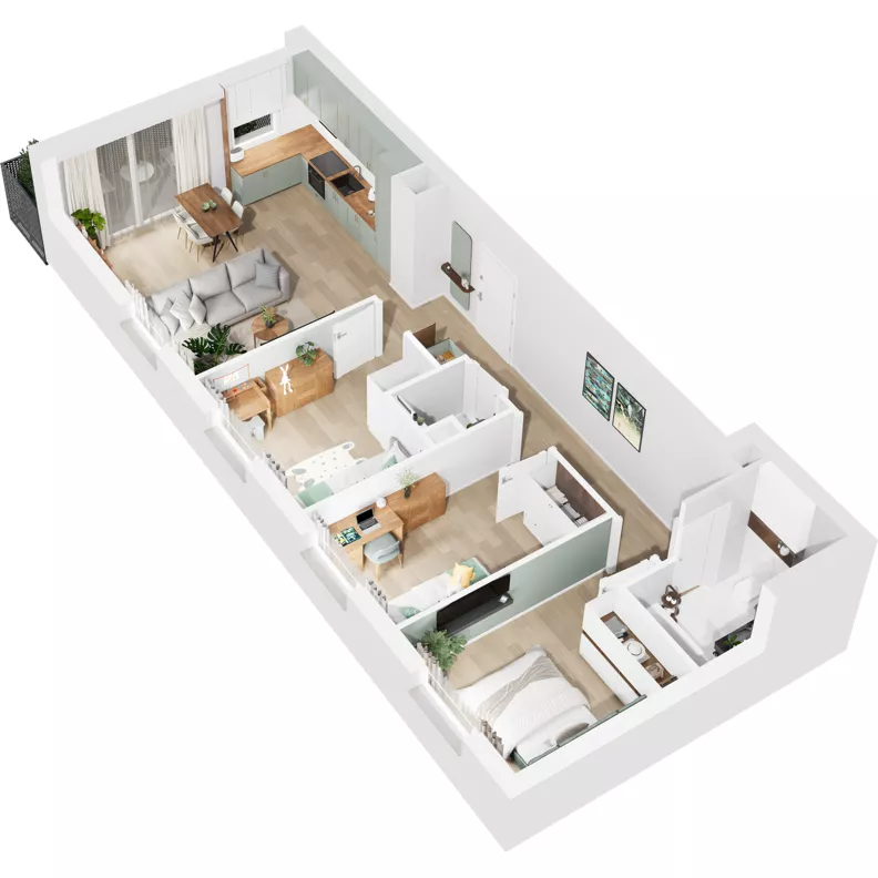 4 pokoje, mieszkanie 72,22 m², piętro 1, oferta nr 122/81, Dobre Strony, Kraków, Dębniki, Borek Fałęcki, ul. Obozowa