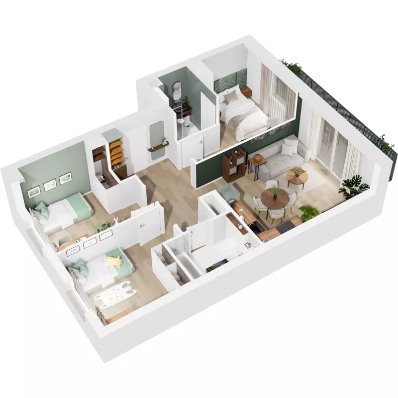 4 pokoje, mieszkanie 68,66 m², piętro 1, oferta nr 126/208, Dobre Strony, Kraków, Dębniki, Borek Fałęcki, ul. Obozowa