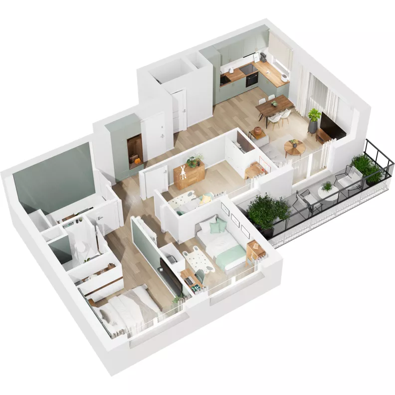 4 pokoje, mieszkanie 69,89 m², piętro 4, oferta nr 126/186, Dobre Strony, Kraków, Dębniki, Borek Fałęcki, ul. Obozowa