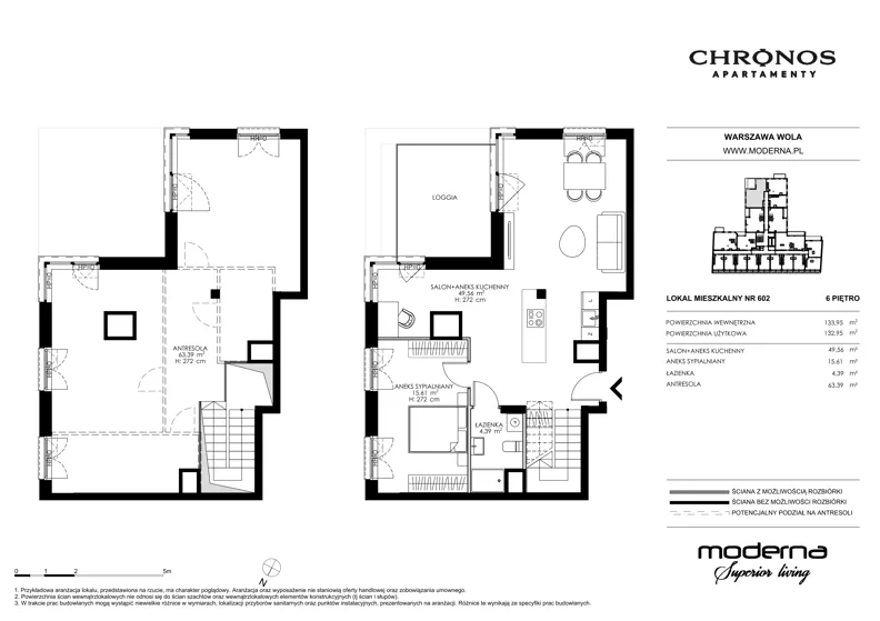 4 pokoje, apartament 132,95 m², piętro 6, oferta nr 602, Chronos na Woli, Warszawa, Wola, Mirów, Al. Solidarności 153
