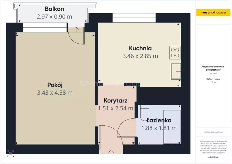1 pokój, mieszkanie 32,60 m², piętro 4, oferta nr , SMSATE286, Mysłowice, Górnicza
