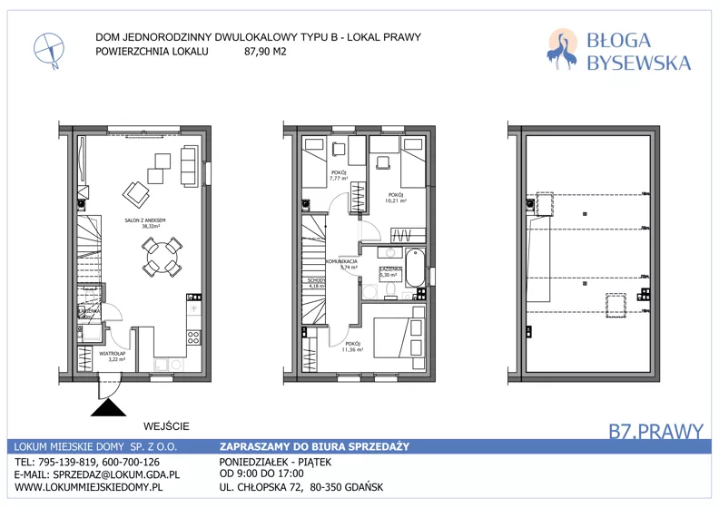 Dom 87,90 m², oferta nr B7.PRAWY, Błoga Bysewska etap II, Gdańsk, Kokoszki, ul. Geologów