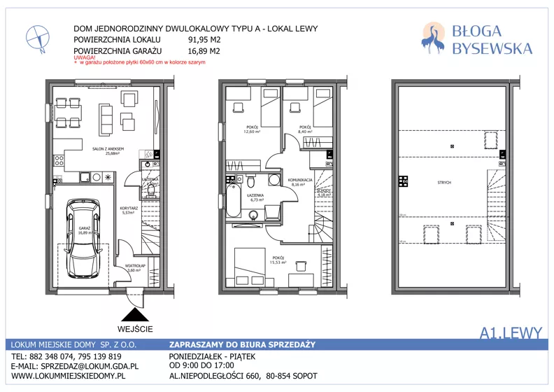Dom 108,84 m², oferta nr A1.LEWY, Błoga Bysewska etap II, Gdańsk, Kokoszki, ul. Geologów