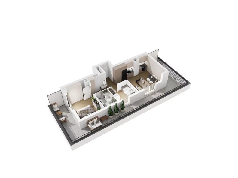 3 pokoje, mieszkanie 45,50 m², piętro 3, oferta nr C.3.24, Osiedle Parkowe Aleje etap III, Wrocław, Brochów, Krzyki, ul. Syryjska
