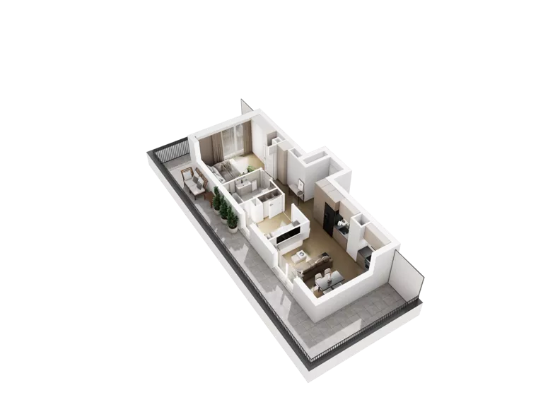 3 pokoje, mieszkanie 45,50 m², piętro 3, oferta nr C.3.24, Osiedle Parkowe Aleje etap III, Wrocław, Brochów, Krzyki, ul. Syryjska