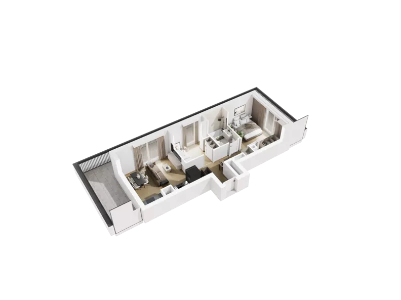 3 pokoje, mieszkanie 45,50 m², piętro 3, oferta nr C.3.24, Osiedle Parkowe Aleje etap III, Wrocław, Brochów, Krzyki, ul. Syryjska