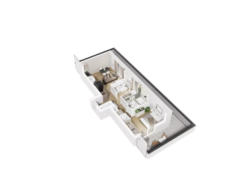 3 pokoje, mieszkanie 45,50 m², piętro 3, oferta nr C.3.24, Osiedle Parkowe Aleje etap III, Wrocław, Brochów, Krzyki, ul. Syryjska