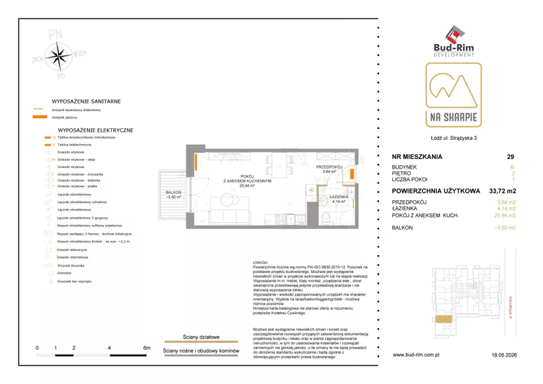 1 pokój, mieszkanie 33,72 m², piętro 2, oferta nr 29, Na Skarpie II, Łódź, Widzew, Sikawa, ul. Strążyska