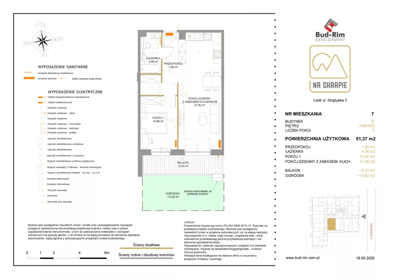 2 pokoje, mieszkanie 51,37 m², parter, oferta nr 7, Na Skarpie II, Łódź, Widzew, Sikawa, ul. Strążyska