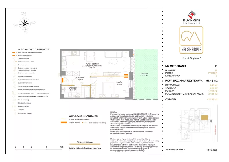 2 pokoje, mieszkanie 51,46 m², parter, oferta nr 11, Na Skarpie II, Łódź, Widzew, Sikawa, ul. Strążyska
