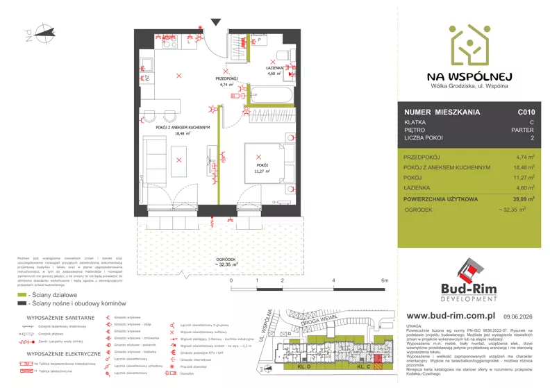 2 pokoje, mieszkanie 39,09 m², parter, oferta nr 10, Na Wspólnej Etap II, Wólka Grodziska, ul. Wspólna 5