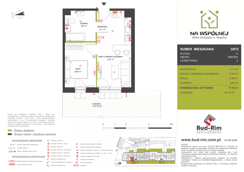 2 pokoje, mieszkanie 37,34 m², parter, oferta nr 72, Na Wspólnej Etap II, Wólka Grodziska, ul. Wspólna 5