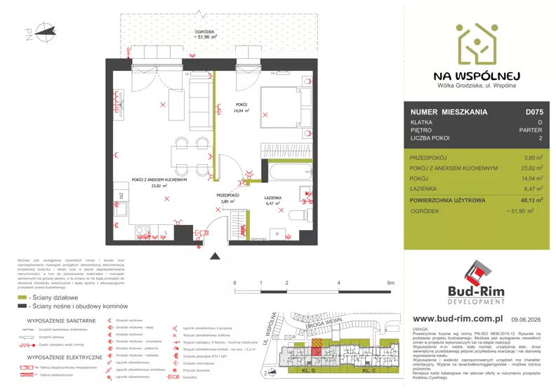 2 pokoje, mieszkanie 48,13 m², parter, oferta nr 75, Na Wspólnej Etap II, Wólka Grodziska, ul. Wspólna 5