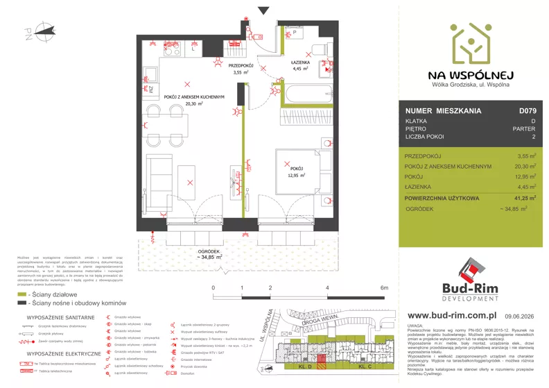 2 pokoje, mieszkanie 41,25 m², parter, oferta nr 79, Na Wspólnej Etap II, Wólka Grodziska, ul. Wspólna 5