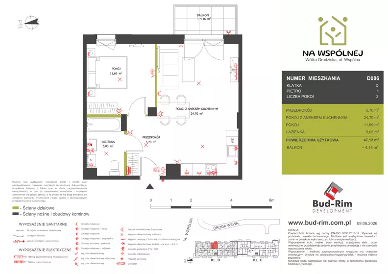 2 pokoje, mieszkanie 47,12 m², piętro 1, oferta nr 86, Na Wspólnej Etap II, Wólka Grodziska, ul. Wspólna 5