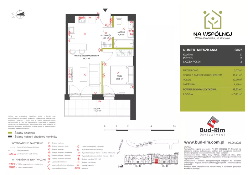 2 pokoje, mieszkanie 36,53 m², piętro 2, oferta nr 25, Na Wspólnej Etap II, Wólka Grodziska, ul. Wspólna 5