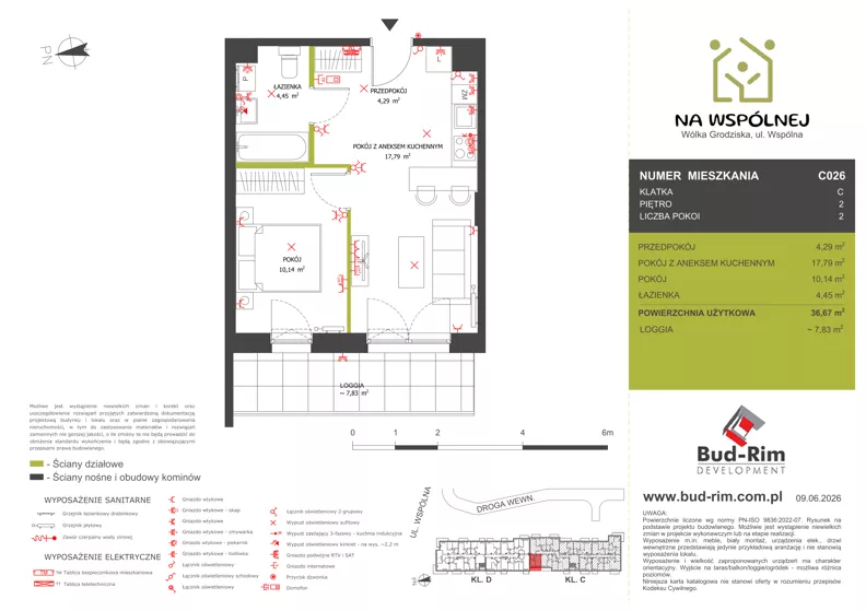 2 pokoje, mieszkanie 36,67 m², piętro 2, oferta nr 26, Na Wspólnej Etap II, Wólka Grodziska, ul. Wspólna 5