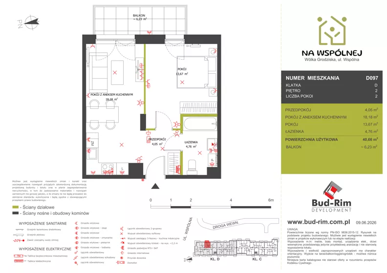 2 pokoje, mieszkanie 40,66 m², piętro 2, oferta nr 97, Na Wspólnej Etap II, Wólka Grodziska, ul. Wspólna 5