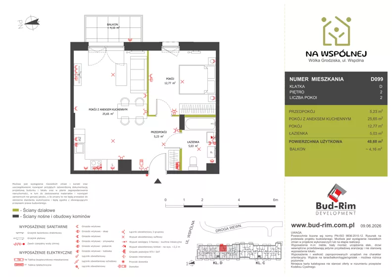 2 pokoje, mieszkanie 48,68 m², piętro 2, oferta nr 99, Na Wspólnej Etap II, Wólka Grodziska, ul. Wspólna 5