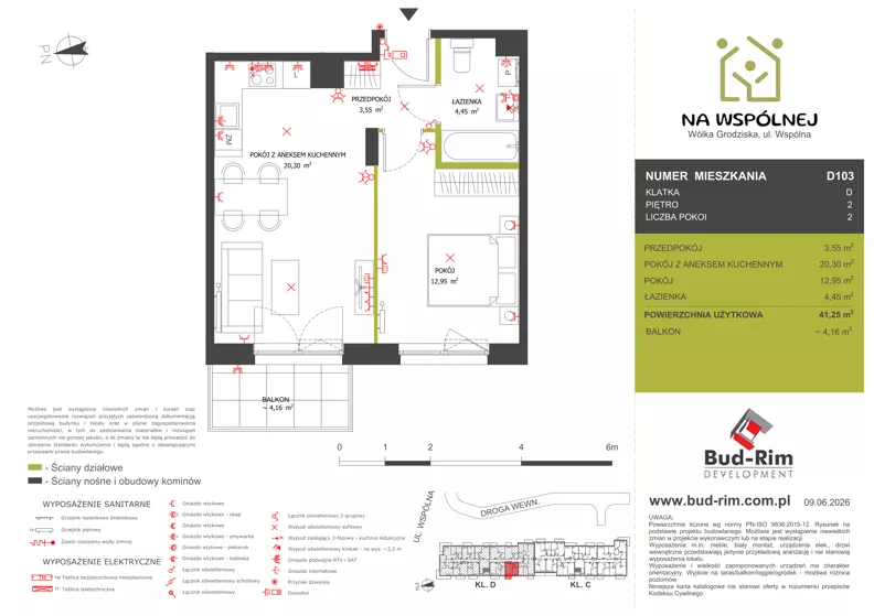2 pokoje, mieszkanie 41,25 m², piętro 2, oferta nr 103, Na Wspólnej Etap II, Wólka Grodziska, ul. Wspólna 5