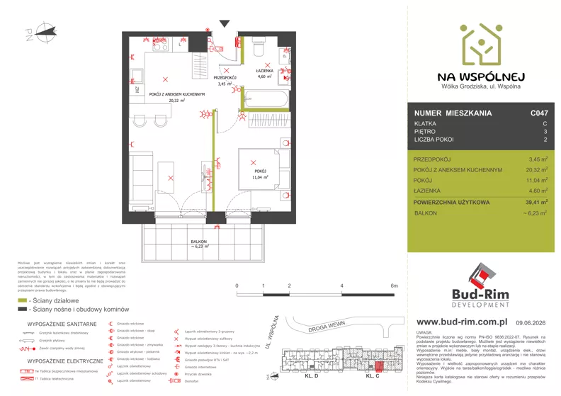2 pokoje, mieszkanie 39,41 m², piętro 3, oferta nr 47, Na Wspólnej Etap II, Wólka Grodziska, ul. Wspólna 5